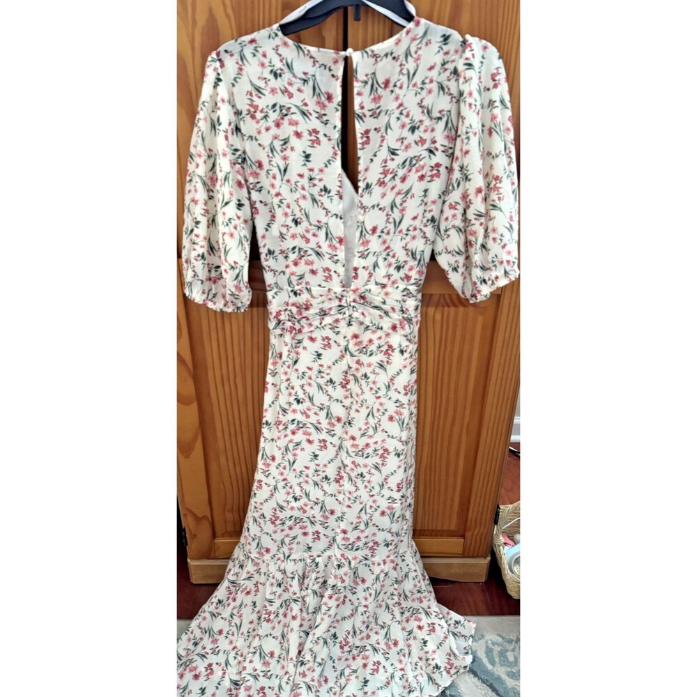 NWT Minkpink Women's Pink Floral Dress Sz L Balloon Sleeves Tie Belt Cottagecore - Picture 9 of 14